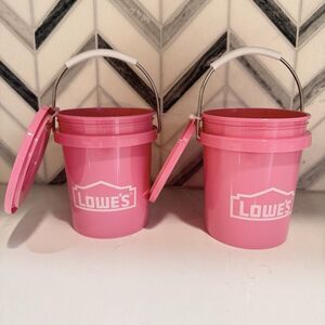 NWT Set Of 2 Lowe’s Mini Bucket Pink .4 Qt W/ Lid RARE Color Food Grade